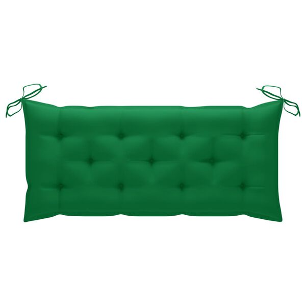 vidaXL Banc de jardin avec coussin vert 120 cm Bois de teck massif