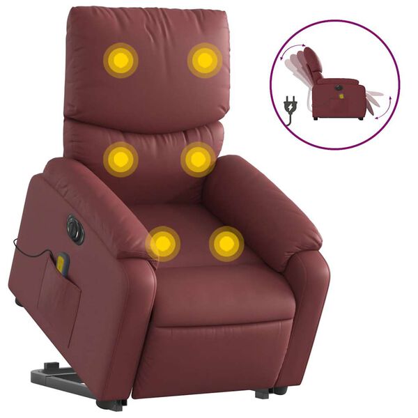 vidaXL Fauteuil inclinable de massage &eacute;lectrique rouge bordeaux