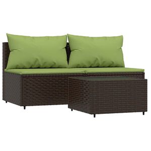 vidaXL Salon de jardin 3 pcs avec coussins marron r&eacute;sine tress&eacute;e