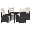 vidaXL Ensemble de salle &agrave; manger pour jardin 5 pc Noir polyrotin