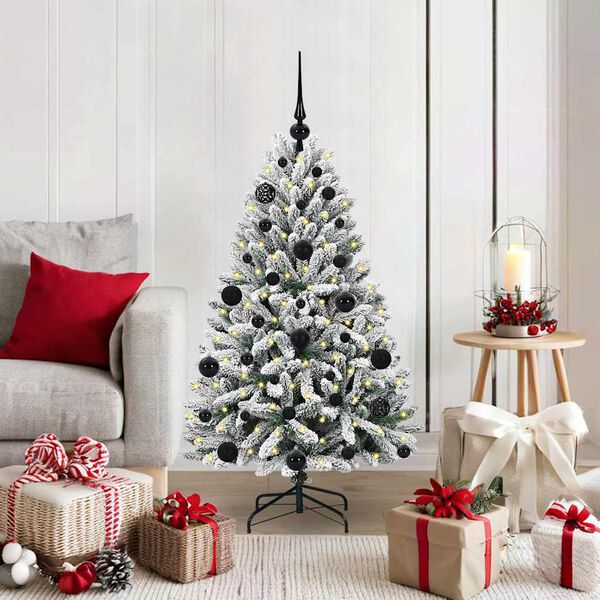 vidaXL Sapin de Noël artificiel Vert et blanc 120 cm PVC et métal