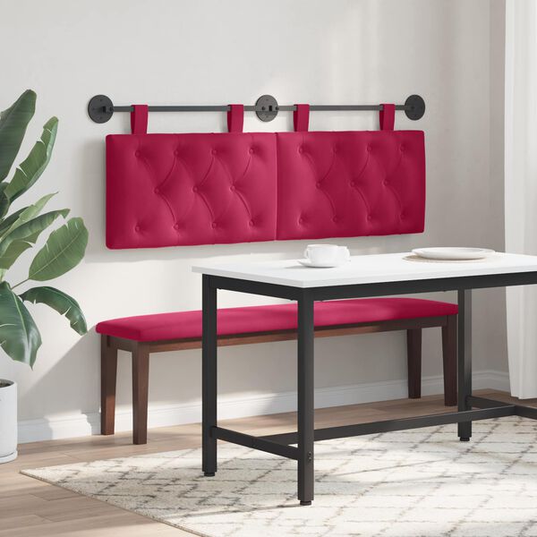vidaXL T&ecirc;te de lit suspendue Bordeaux 130 x 55 x 7 cm Velours