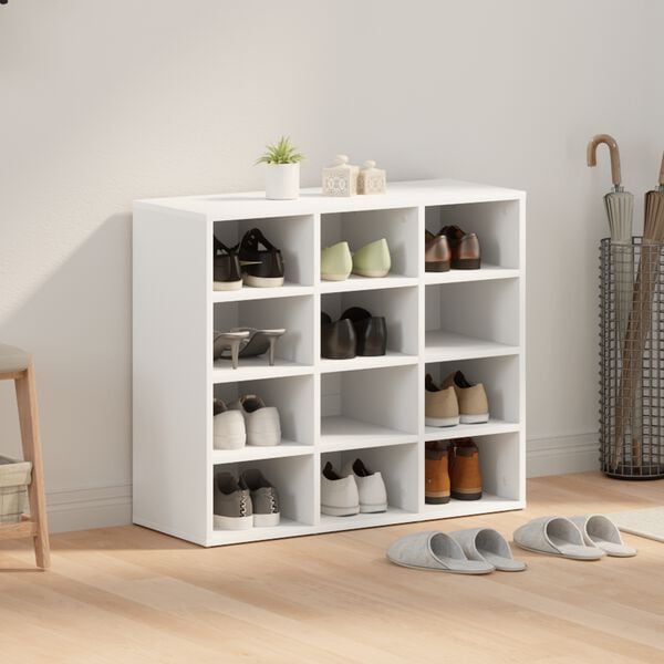 vidaXL Cabinet &agrave; chaussures Blanc 77,5 x 30 x 67 cm Bois d'ing&eacute;nierie