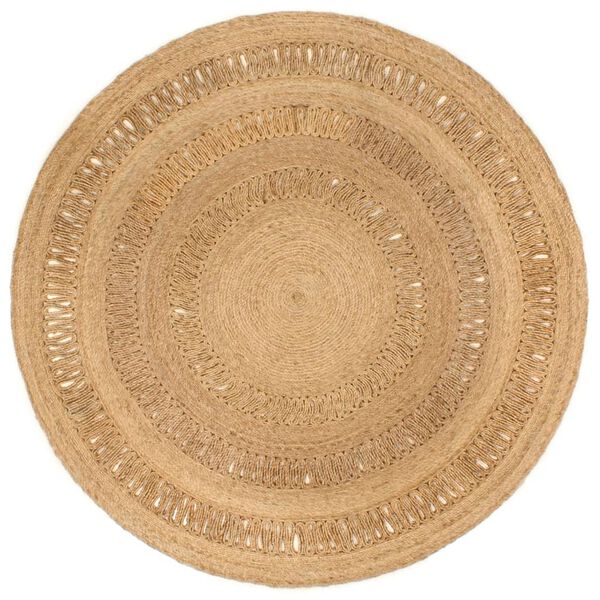 vidaXL Tapis Jute tress&eacute; &agrave; la main 180 cm Rond