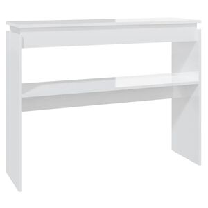 vidaXL Table console blanc brillant 102x30x80 cm bois d'ing&eacute;nierie