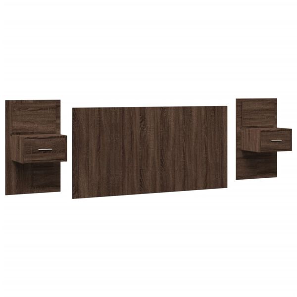 vidaXL T&ecirc;te de lit avec armoires ch&ecirc;ne marron 160 cm bois d'ing&eacute;nierie