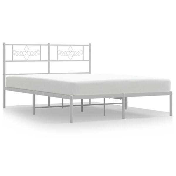 vidaXL Cadre de lit m&eacute;tal sans matelas et t&ecirc;te de lit blanc 140x200 cm