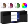 vidaXL Meuble TV avec &eacute;clairage LED ch&ecirc;ne noir 120x30x50 cm