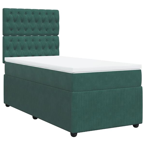 vidaXL Sommier &agrave; lattes de lit avec matelas Vert fonc&eacute; 90x200 cm