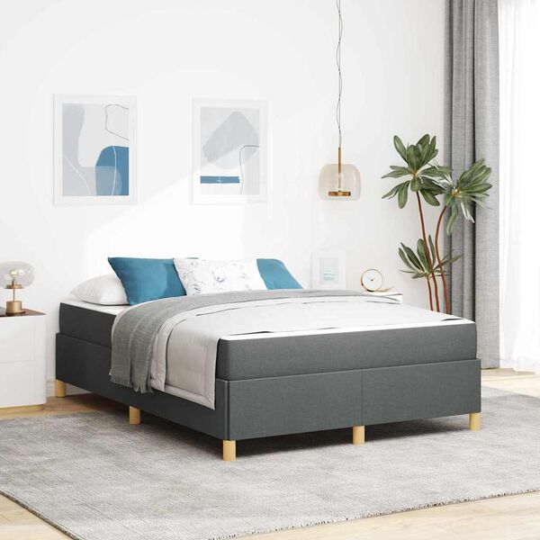 vidaXL Cadre de lit avec matelas Gris fonc&eacute; 140 x 200 cm tissu