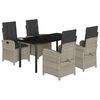 vidaXL Ensemble &agrave; manger de jardin et coussins 5 pcs gris clair rotin