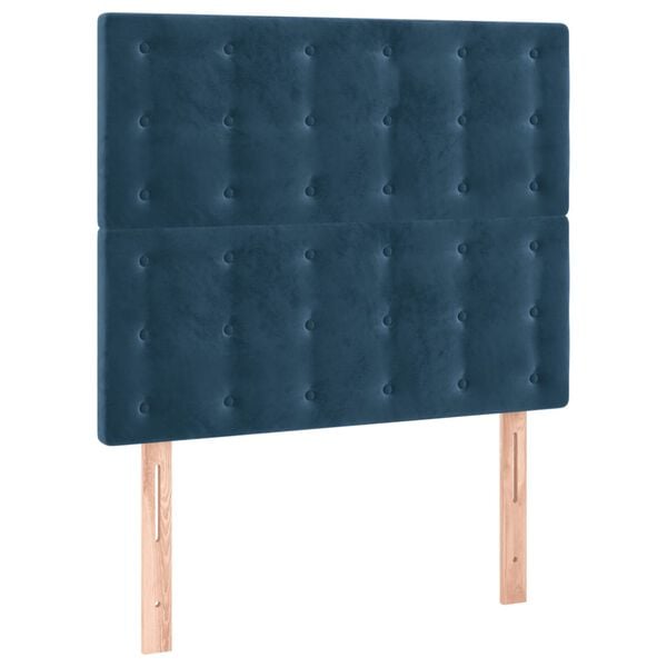 vidaXL T&ecirc;te de lit &agrave; LED Bleu fonc&eacute; 80x5x118/128 cm Velours