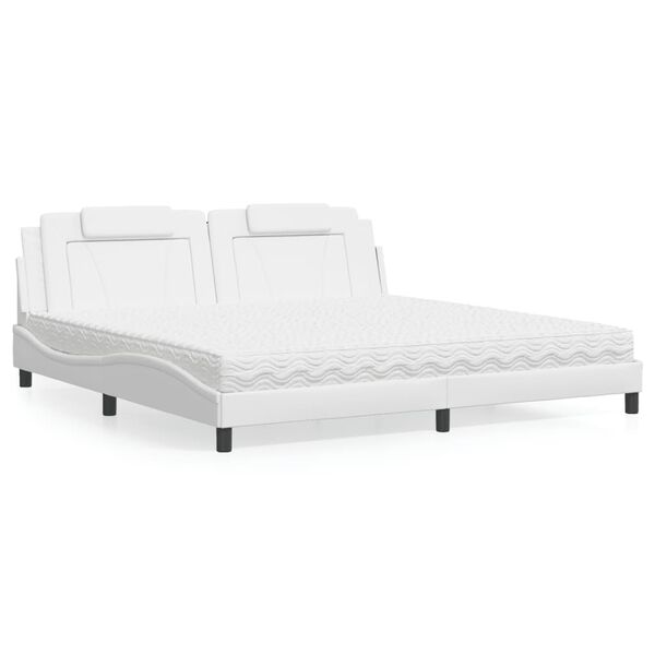 vidaXL Lit Viana avec matelas blanc 200x200 cm similicuir