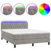 vidaXL Sommier &agrave; lattes de lit avec matelas LED Gris clair 140x190 cm
