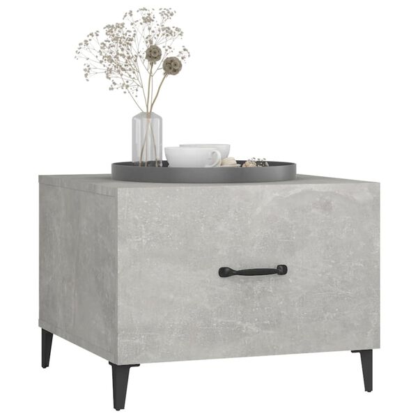 vidaXL Table basse avec pieds en m&eacute;tal Gris b&eacute;ton 50x50x40 cm