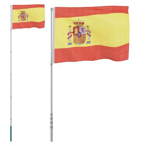vidaXL Drapeau de l'Espagne et m&acirc;t 5,55 m Aluminium
