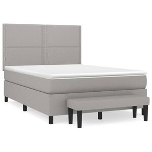 vidaXL Sommier &agrave; lattes de lit avec matelas Gris clair 140x200cm Tissu