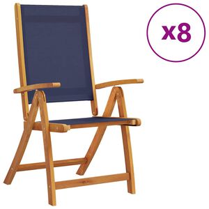 vidaXL Chaises pliables de jardin lot de 8 bois d'acacia et textil&egrave;ne