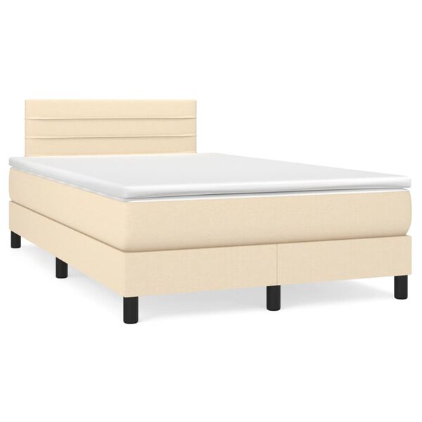 vidaXL Sommier &agrave; lattes de lit matelas et LED cr&egrave;me 120x190 cm tissu
