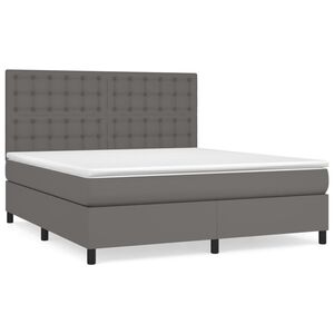 vidaXL Sommier &agrave; lattes de lit avec matelas Gris 180x200 cm Similicuir