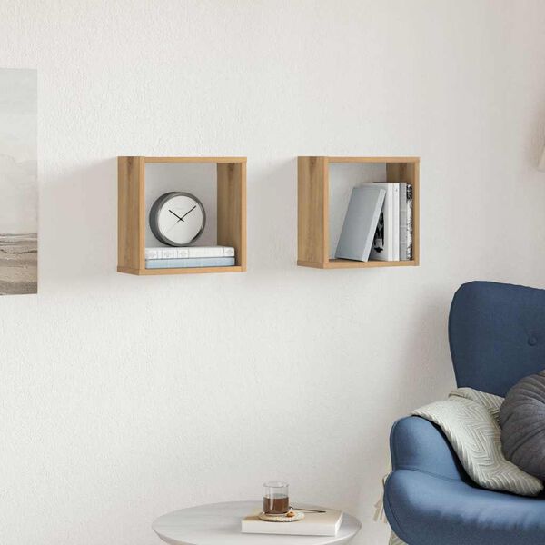 vidaXL Étagères cube murales 2 pcs chêne artisanal bois ingénierie