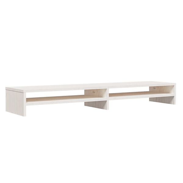 vidaXL Support de moniteur Blanc 100x24x13 cm Bois de pin solide