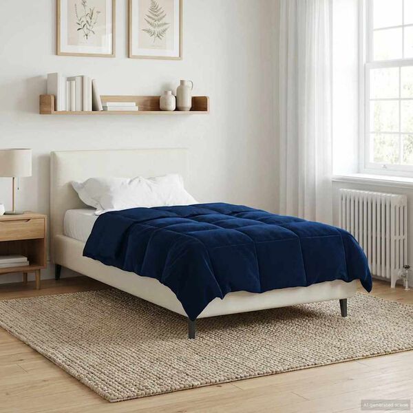 vidaXL Duvet d'&eacute;t&eacute; simple Matelass&eacute; Bleu fonc&eacute; 140 x 220 cm Microfibre