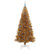 vidaXL Sapin de No&euml;l avec 300 LED avec support Dor&eacute; 210 cm PET