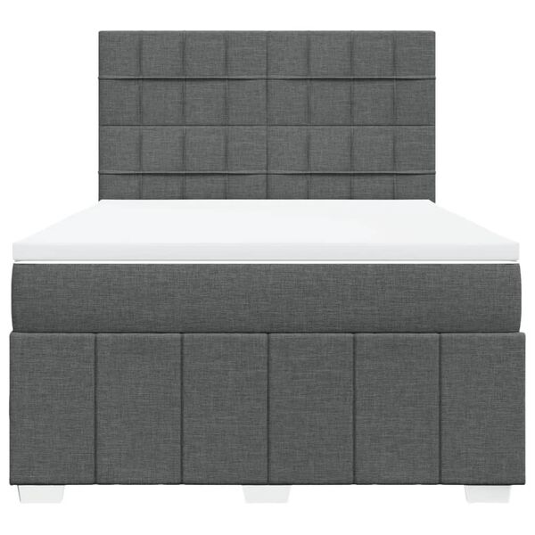 vidaXL Sommier &agrave; lattes de lit avec matelas Gris fonc&eacute; 140x200cm Tissu
