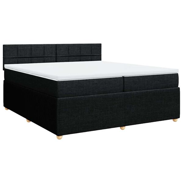 vidaXL Sommier &agrave; lattes de lit avec matelas Noir 200x200 cm Tissu