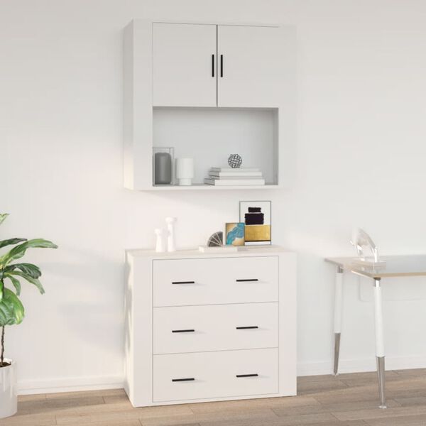 vidaXL Armoire murale Blanc 80x33x80 cm Bois d'ing&eacute;nierie