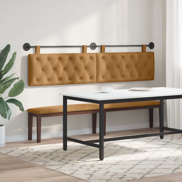 vidaXL T&ecirc;te de lit suspendue Marron 210 x 55 x 7 cm Velours