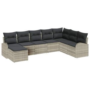 vidaXL Ensemble de Canap&eacute;s avec coussin 8 pcs Gris clair polyrotin