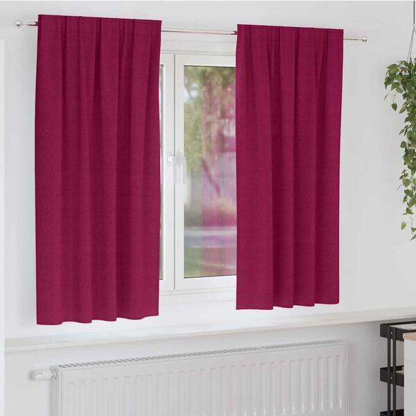 vidaXL Rideaux occultants avec anneaux 2 pcs Bordeaux 175 x 140 cm