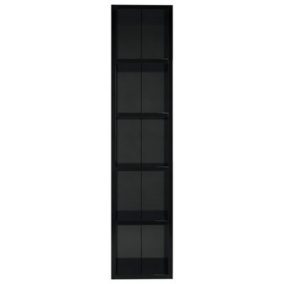 vidaXL Armoire à CD Noir brillant 21x16x93,5 cm Aggloméré
