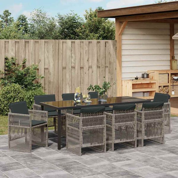 vidaXL Ensemble de salle &agrave; manger pour jardin 9 pcs Gris