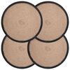 vidaXL Placemets en jute 4 pcs Naturel et noir &Oslash; 30 cm