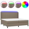 vidaXL Sommier &agrave; lattes de lit matelas LED Taupe 200x200 cm Tissu