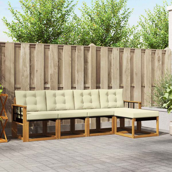 vidaXL Ensemble de canap&eacute;s d'ext&eacute;rieur 5 pcs Naturel et Cr&egrave;me