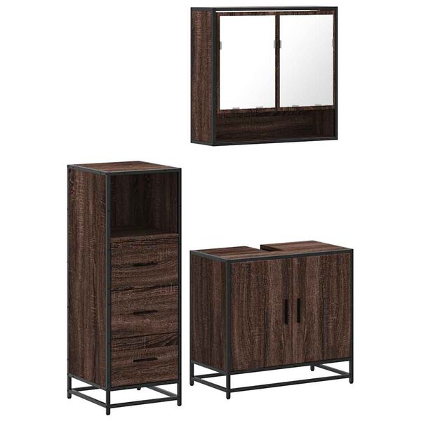 vidaXL Ensemble de meubles de salle de bain 3 pcs Chêne marron