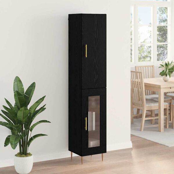 vidaXL Haut Armoire 2 pcs Ch&ecirc;ne noir Bois d'ing&eacute;nierie
