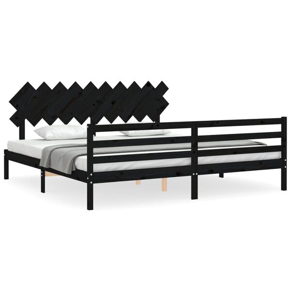 vidaXL Cadre de lit sans matelas noir 200x200 cm bois massif