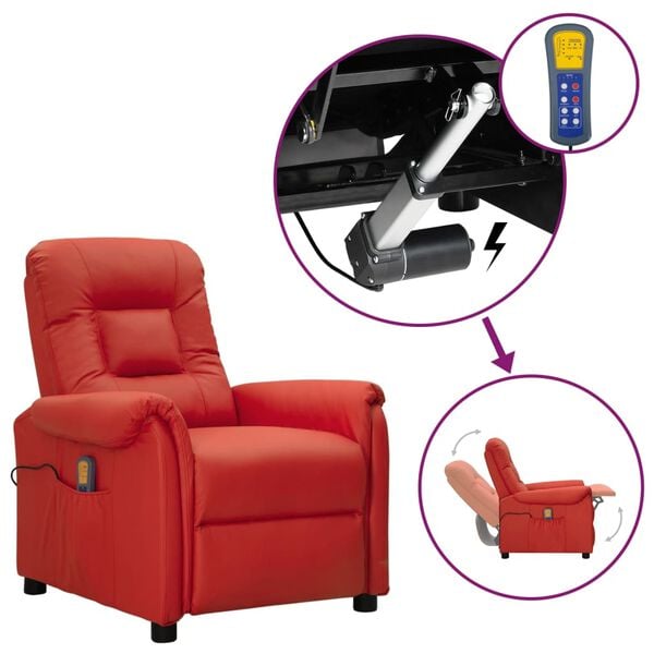 vidaXL Fauteuil de massage Rouge bordeaux Similicuir