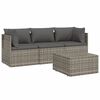 vidaXL Salon de jardin 4 pcs avec coussins Gris R&eacute;sine tress&eacute;e