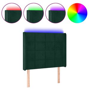 vidaXL T&ecirc;te de lit &agrave; LED Vert fonc&eacute; 93x16x118/128 cm Velours