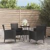 vidaXL Ensemble de bistro de jardin 5 pcs coussins noir poly rotin