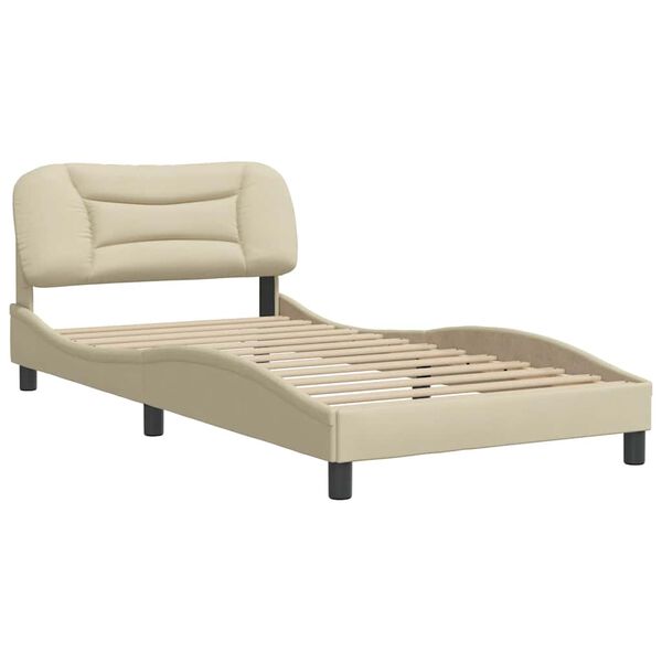 vidaXL Cadre de lit sans matelas Hvar cr&egrave;me 100x200 cm tissu