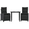 vidaXL Ensemble &agrave; manger de jardin avec coussins 3 pcs Noir