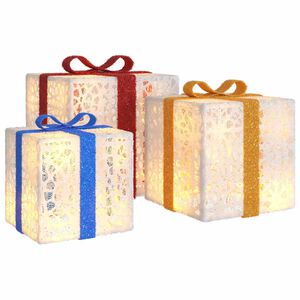 vidaXL Bo&icirc;tes de No&euml;l lumineuses 3 pcs 64 LED blanc chaud