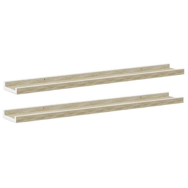 vidaXL &Eacute;tag&egrave;res murales 2 pcs blanc et ch&ecirc;ne sonoma 80x9x3 cm